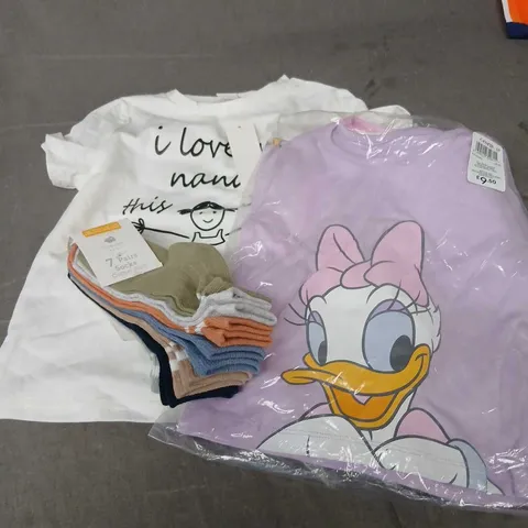 APPROXIMATELY 20 ITEMS OF ASSORTED BABY GIRLS CLOTHING BETWEEN AGES 0 AND 24 MONTHS TO INCLUDE; GEORGE, SHEIN AND PRIMARK