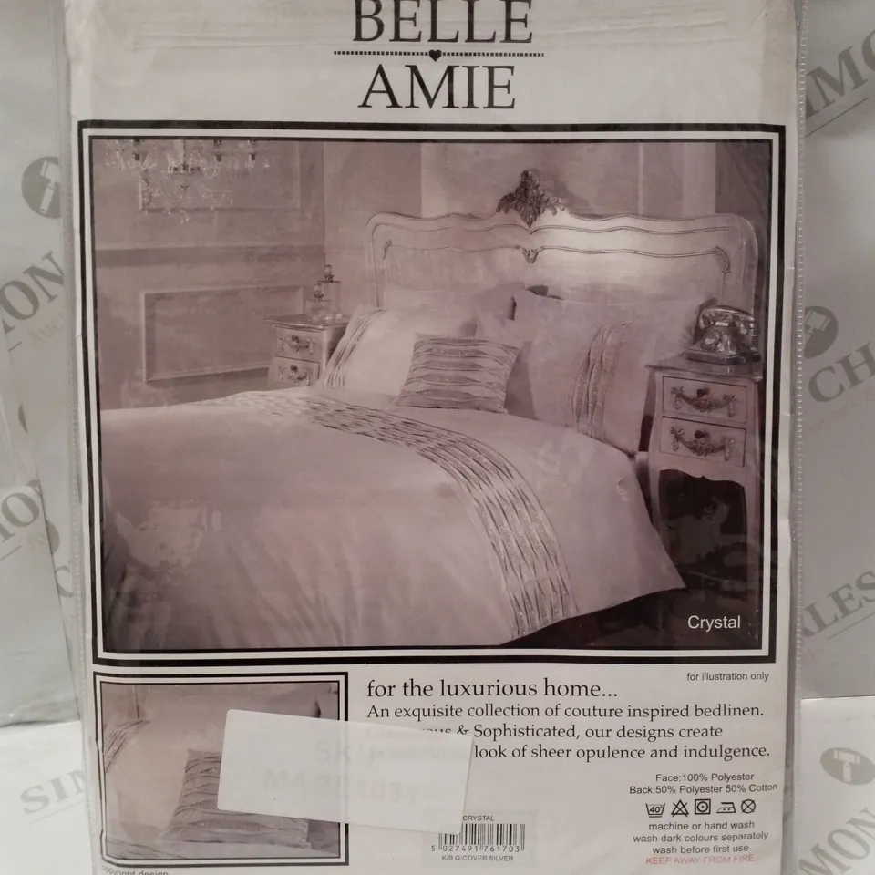 BRAND NEW BELLE AMIE CRYSTAL KING 229×218CM DUVET COVER - SILVER