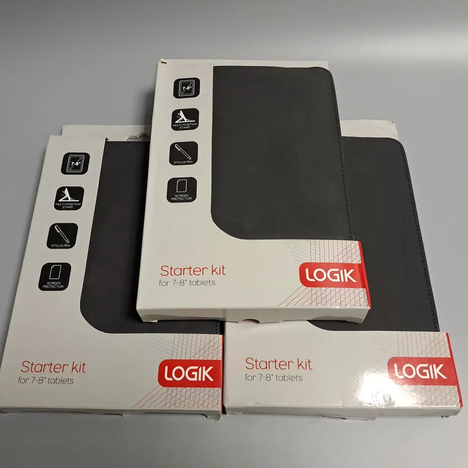 LOT OF 3 LOGIK STARTER KITS FOR 7-8" TABLETS