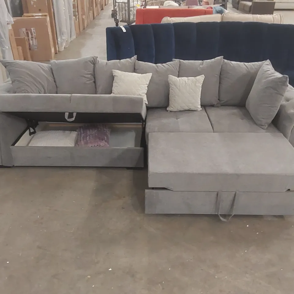 QUALITY DESIGNER FABRIC UPHOLSTERED SOFA BED WITH STORAGE