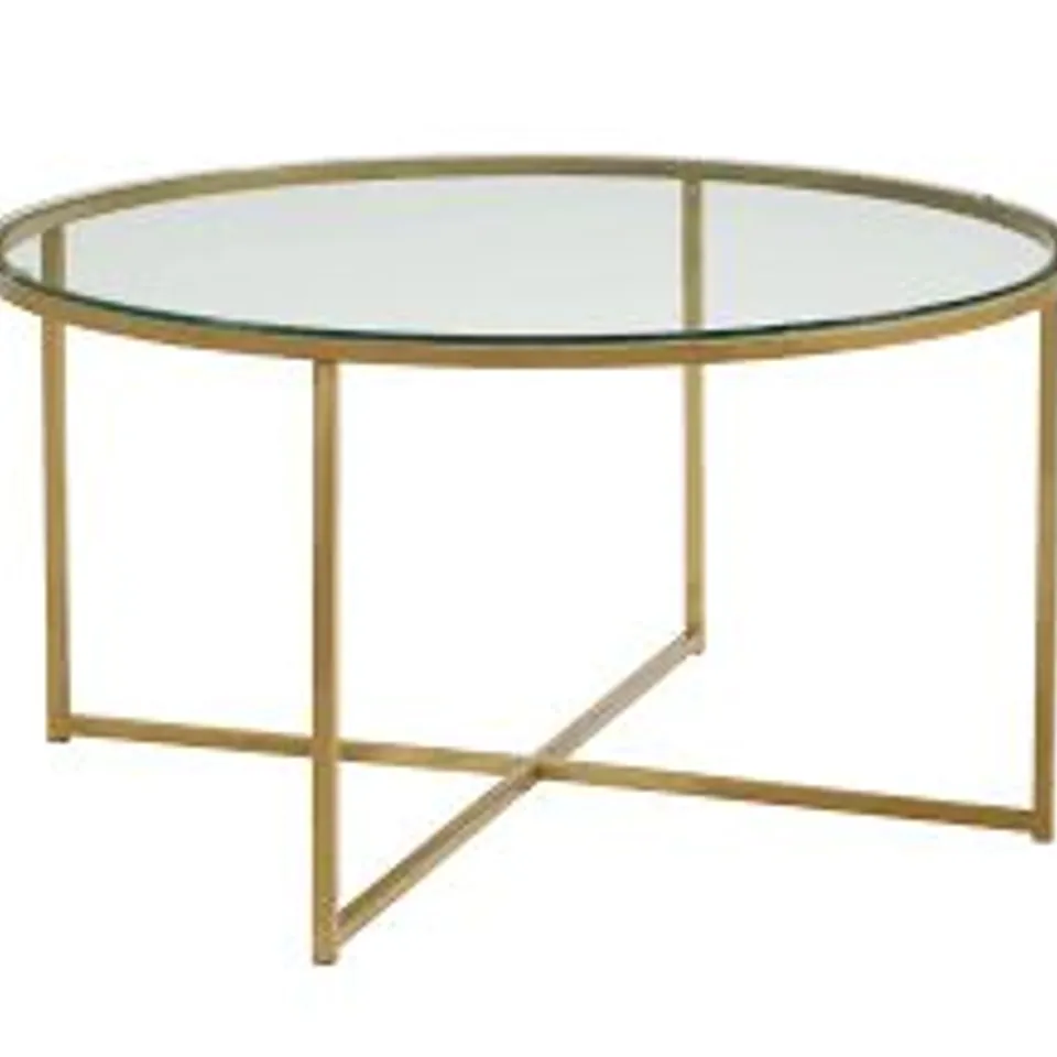 BOXED LEVERETTE COFFEE TABLE- GLASS/GOLD (1 BOX)