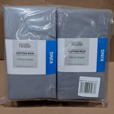 LOT OF 12 BRAND NEW COTTON RICH KING SIZE FITTED SHEETS IN GREY