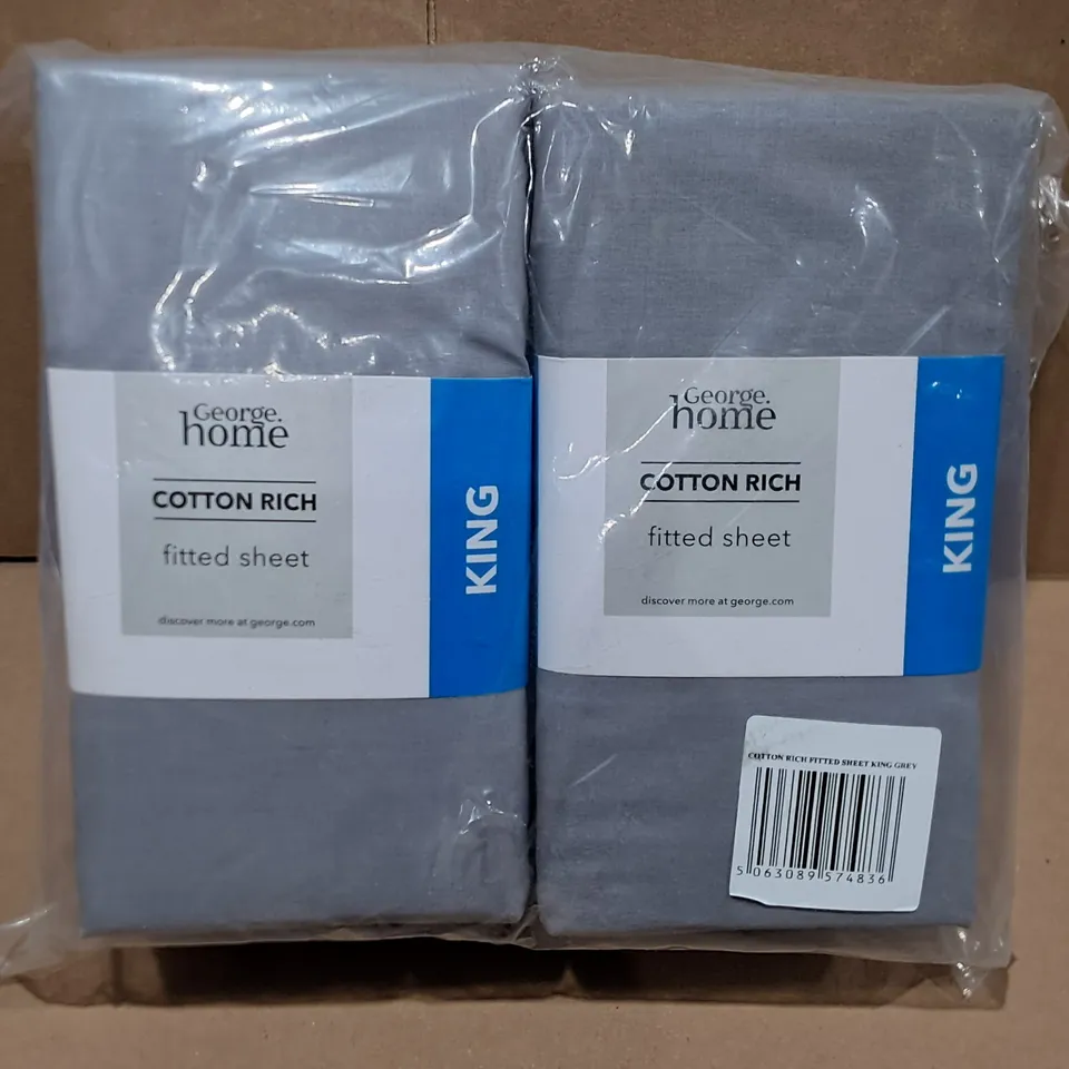 LOT OF 12 BRAND NEW COTTON RICH KING SIZE FITTED SHEETS IN GREY