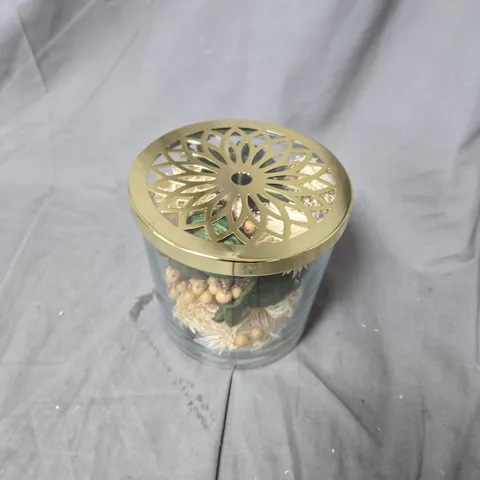 POT POURRI SET: GLASS JAR WITH GOLD LID + PEAR & FREESIA POT POURRI BOX (KIMBIE HOME, 140G)