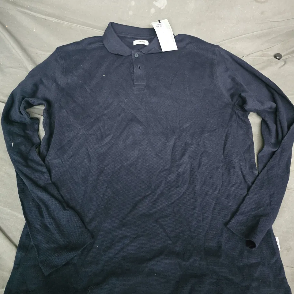 JJ REBEL LONG SLEEVE GRID POLO IN SKY CAPTAIN - EU MEDIUM