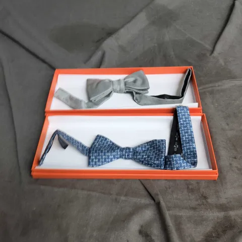 HERMÈS PARIS SILK BOW TIES – SET OF 2, GREY & BLUE, BOXED
