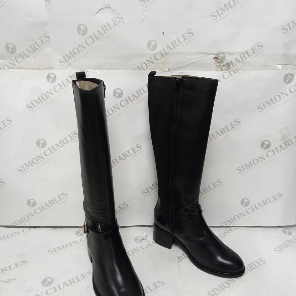 DUNE TILDING BOOT BLACK LEATHER SIZE 4 - BOXED 