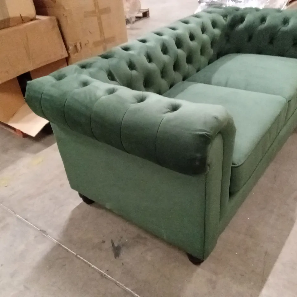 HAMPTON 2 SEATER CHESTERFIELD SOFA, MOSS GREEN CLASSIC VELVET