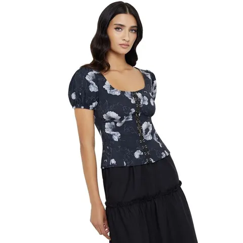 BRAND NEW BAGGED KILLSTAR - LUPINA - BLACK WOMEN'S BLOUSE (TOP) SIZE M