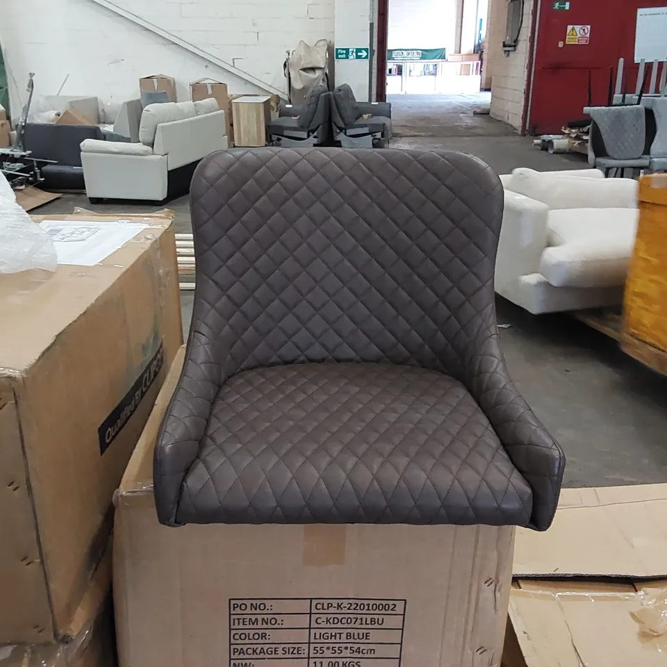 BOXED 2 BROWN LEATHER CHAIRS (1 BOX)