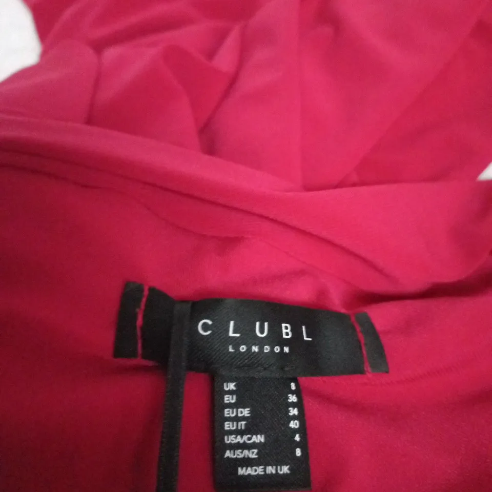 CLUB L LONDON RED ASYMMETRIC MAXI DRESS WITH RUCHED DETAILING – UK 8