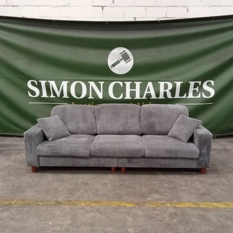 OVERSIZE SOFA 256cm CORDUROY SOFA, 3 SEATER - GREY