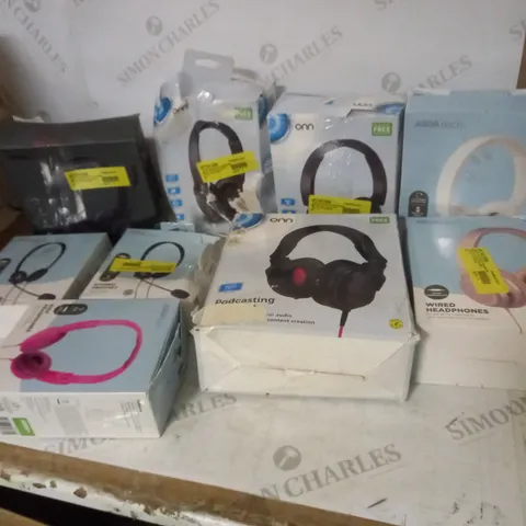 LOT OF 9 ASSORTED ASDA WIRED AND WIRELESS HEADPHONES