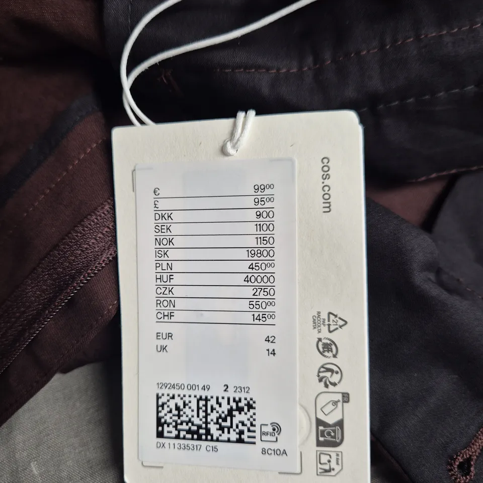 COS TROUSERS IN BURGUNDY - UK 14