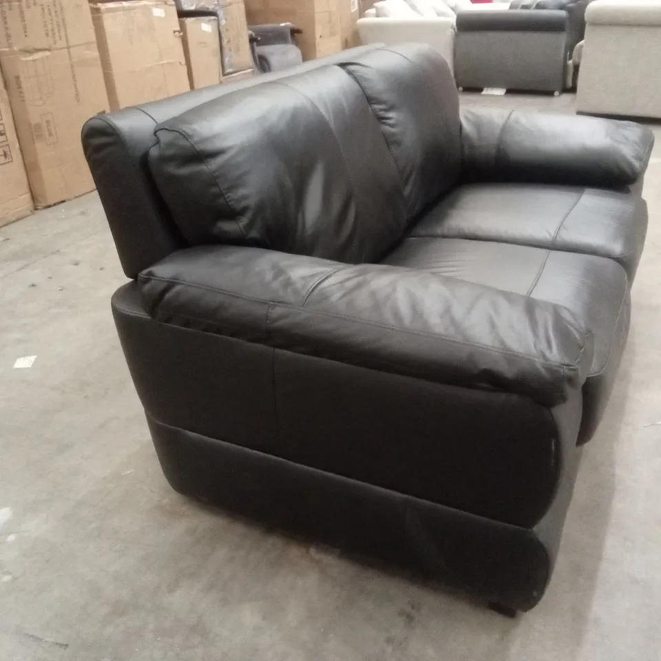MARLOW ITALIAN LEATHER 2 SEATER SOFA - BLACK RRP £1299