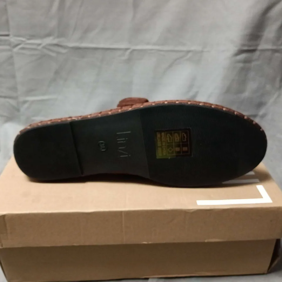 LINZI - BROWN SUEDE WOMEN'S LOAFERS WITH RUCHED STRAP – BOXED - WOMEN'S UK SIZE 5