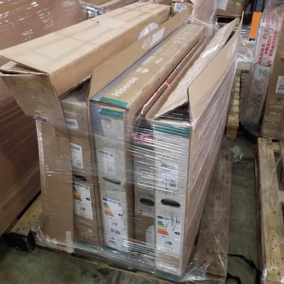 PALLET OF 5 ASSORTED DAMAGED TVS INCLUDING