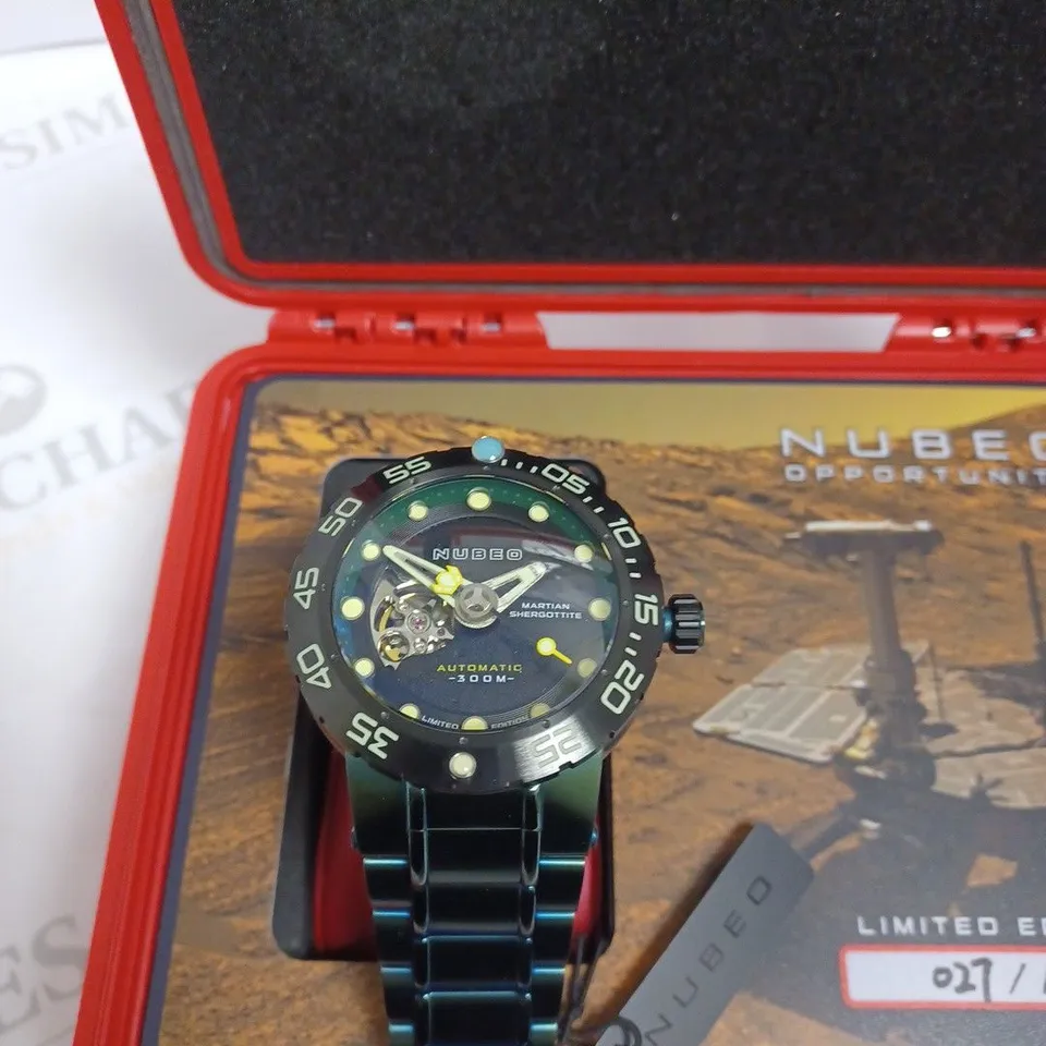 BOXED NUBEO GENTS LIMITED EDITION 27/100 WATCH STAINLESS STEEL - GREEN