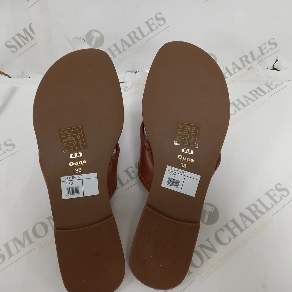 DUNE BROWN LEATHER SANDALS - 5