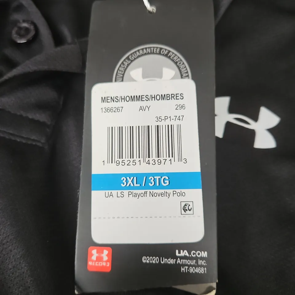 UNDER ARMOUR MEN'S PLAYOFF NOVELTY POLO SHIRT – BLACK, 3XL