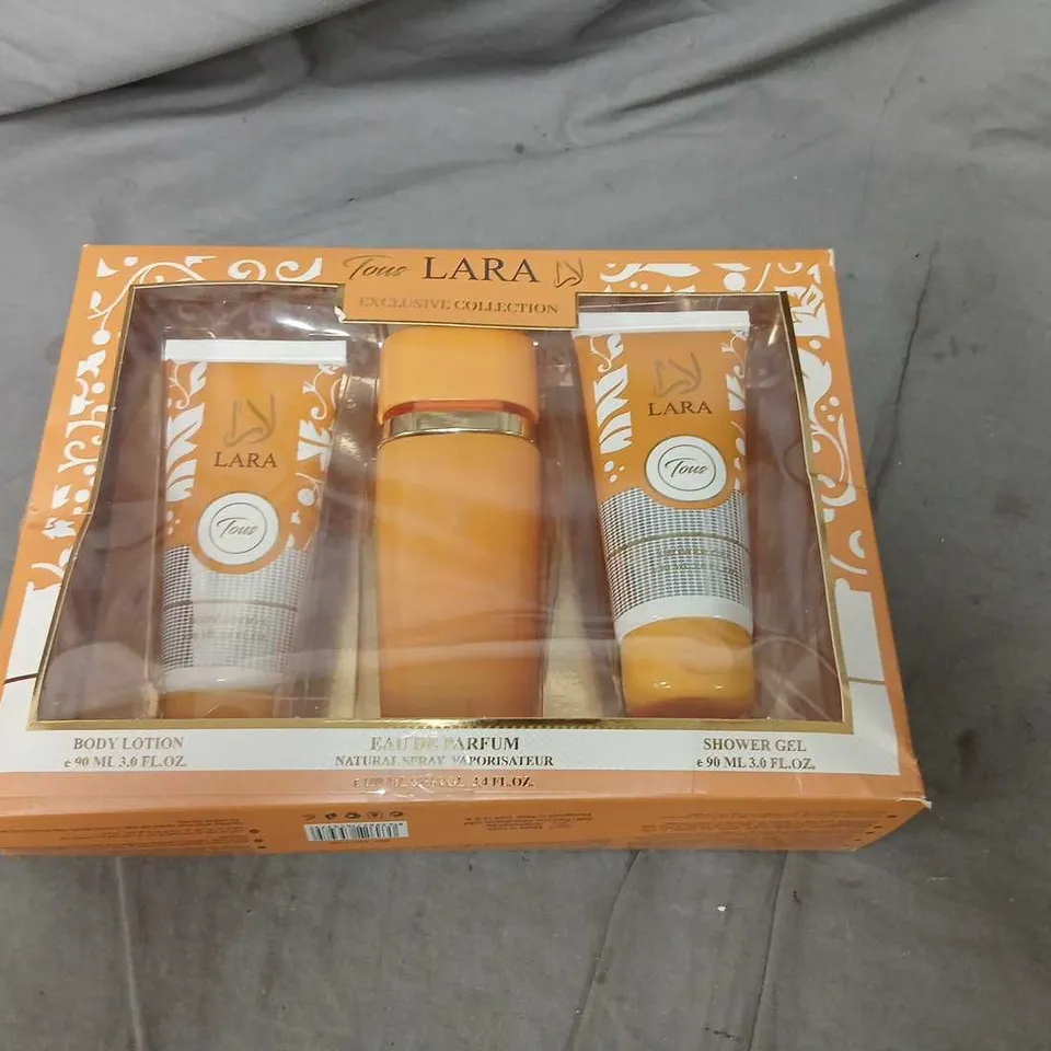 LARA 3-PIECE BATH & FRAGRANCE GIFT SET – BODY LOTION, EAU DE PARFUM & SHOWER GEL (90ML EACH)