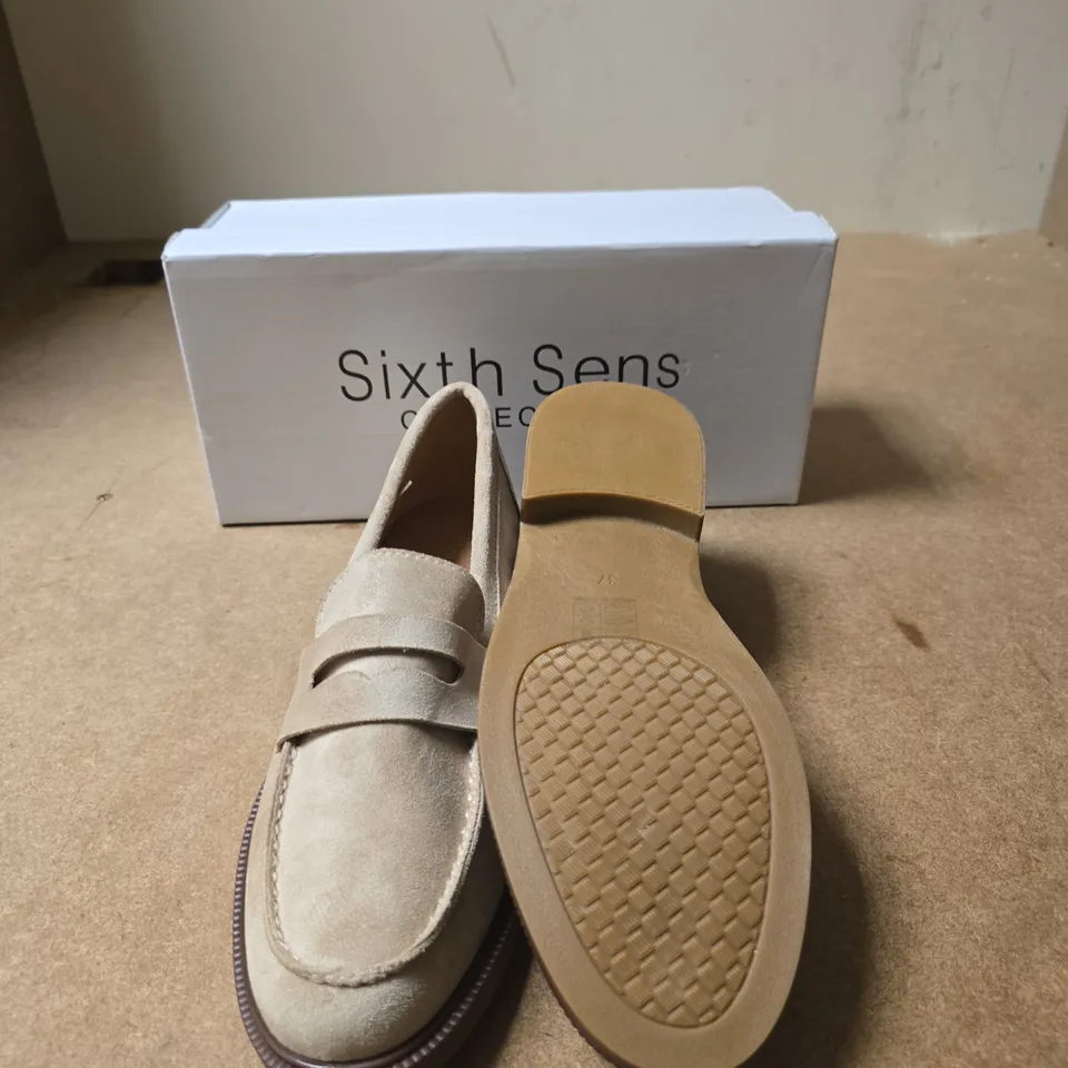 BEIGE SUEDE LOAFERS – WOMEN'S SHOES, SIXTH SENSE COLLECTION - EUR SIZE 37