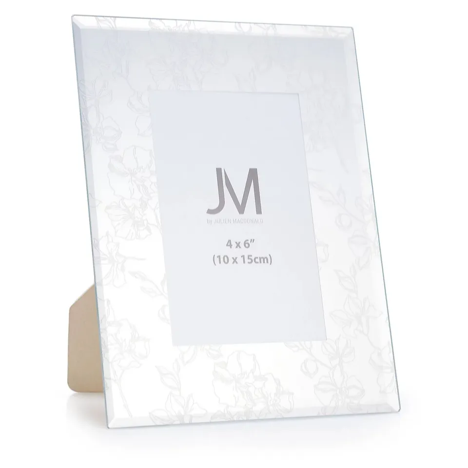 JM BY JULIEN MACDONALD ROSE ETCHED PHOTO FRAME IN GIFT BOX