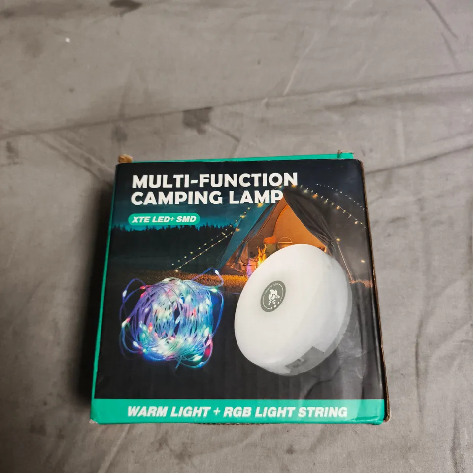 BOX OF APPROXIMATELY 6 ELECTRICAL ITEMS INCLUDING MULTI FUNCTION CAMPING LIGHT AMD POWER FACTOR SAVER