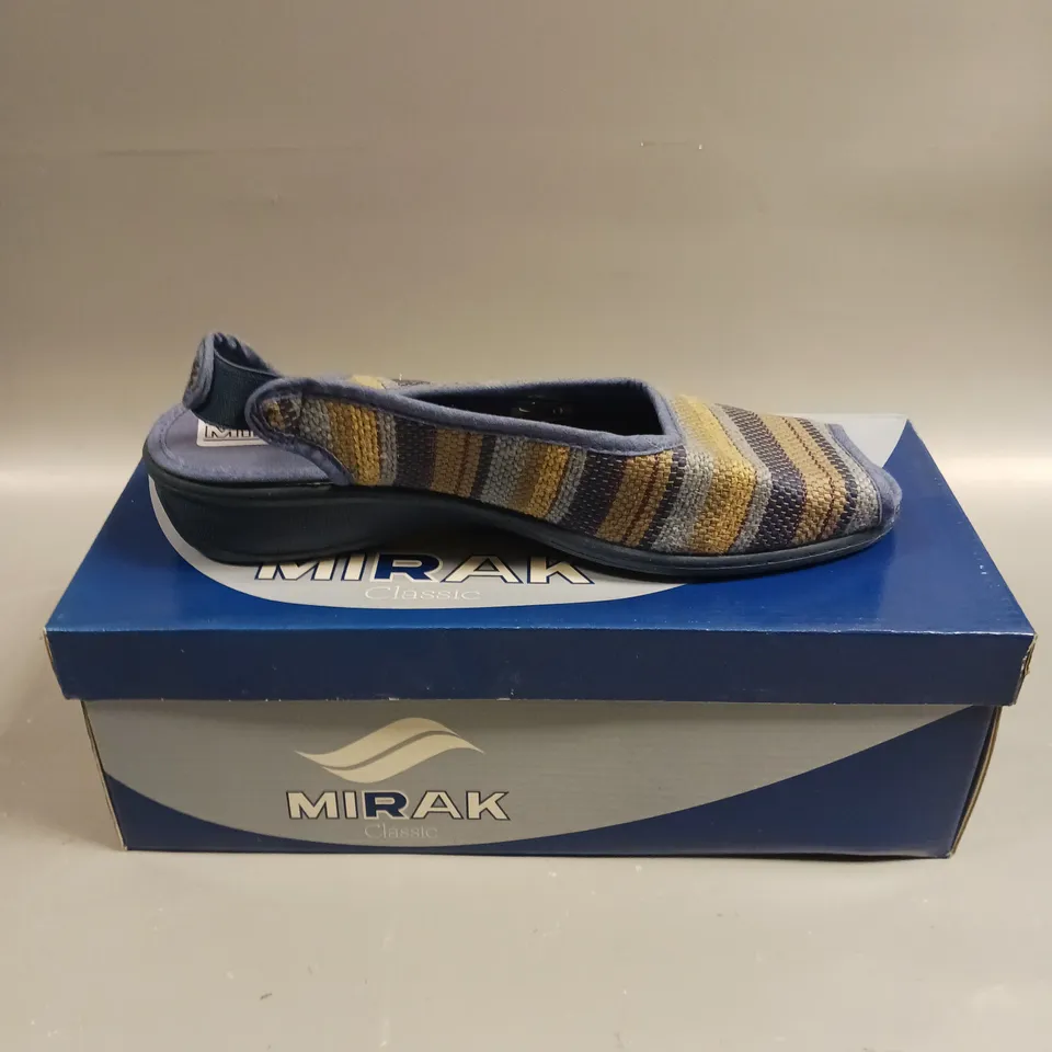 BOXED PAIR OF MIRAK CLASSIC CARLA OPEN TOE SHOES IN BLUE - 6	