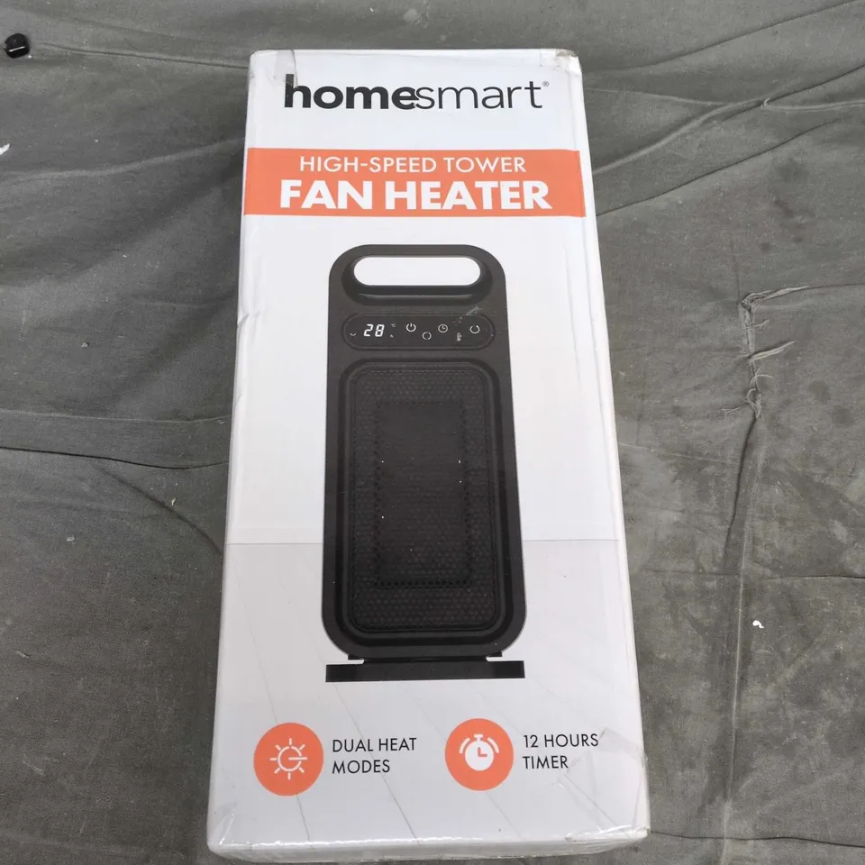 HOMESMART HIGH-SPEED TOWER HEATER – WHITE PORTABLE FAN HEATER (BOXED)