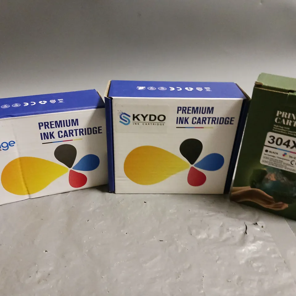 APPROXIMATELY 30 ASSORTED INK PRINTER INKS & ACCESSORIES TO INCLUDE SKYDO PREMIUM INK CARTRIDGE, Q-IMAGE PREMIUM INK CARTRIDGE, 304XL TRI-CLOUR PRINT CARTRIDGE, ETC