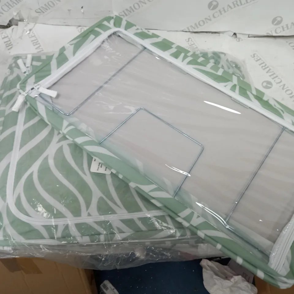 SET OF 4 GREEN WINDOWED STORAGE BAGS