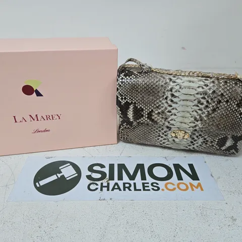 BOXED LA MAREY LONDON SNAKE PRINT SHOULDER BAG