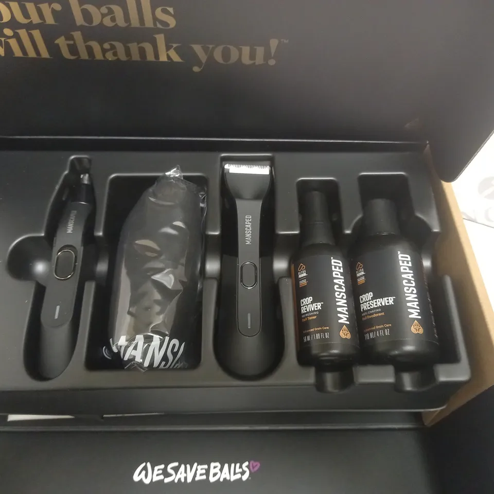 MANSCAPED MENS HAIR REMOVAL KIT WITH SHAVER, TONER, CASE AND MORE
