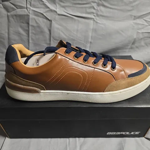 BOXED PAIR OF 883 POLICE ROMAN BROWN TAN TRAINERS - UK SIZE 11