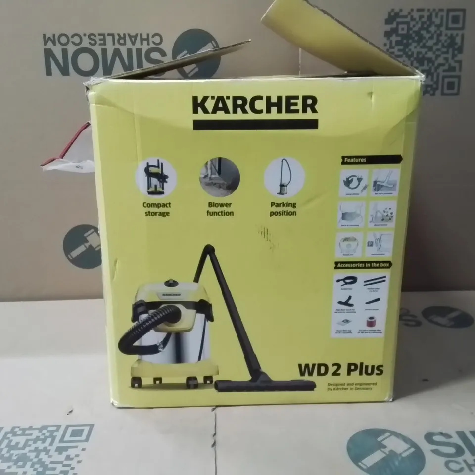 BOXED KÄRCHER WD 2 PLUS 1.628-055.0 CORDED WET & DRY VACUUM, 15L