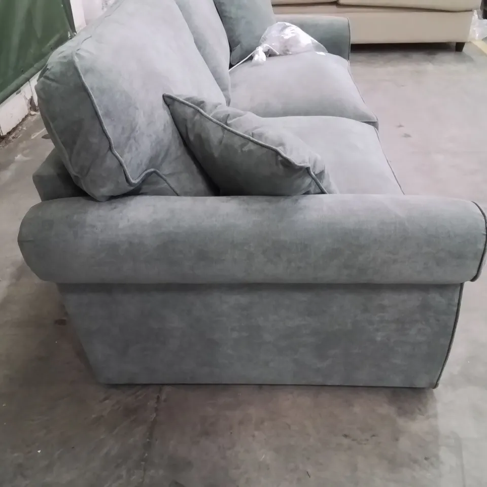 QUALITY DESIGNER ELIZA 3 SEATER GREY FABRIC UPHOLSTERED SOFA