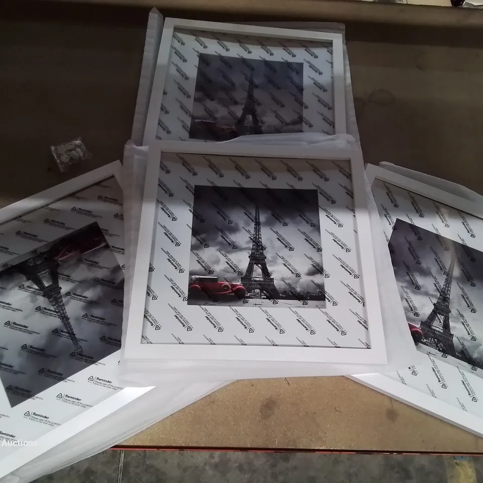 A BOX OF 4 WHITE PHOTO FRAMES SIZE UNSPECIFIED 