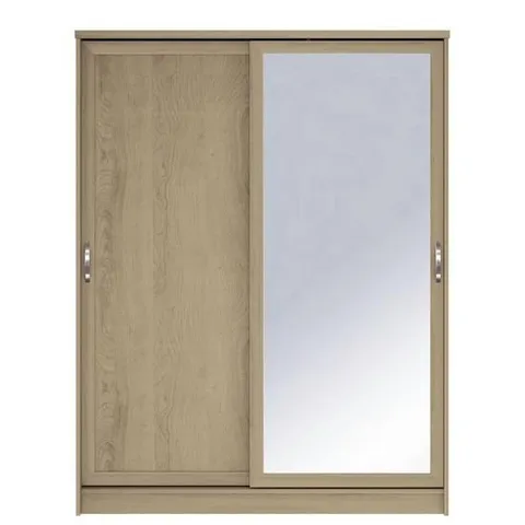 BOXED GRADE 1 CAMBERLEY 2 DOOR MIRRORED SLIDING DOORS WARDROBE LIGHT OAK (3 BOXES)