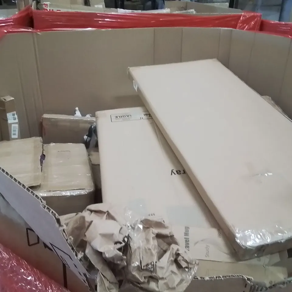 PALLET OF ASSORTED HOUSEHOLD GOODS AND PRODUCTS TO INCLUDE;LEGO THE MIGHTY BOWSER,ELECTRIC TRIMMER,DESK