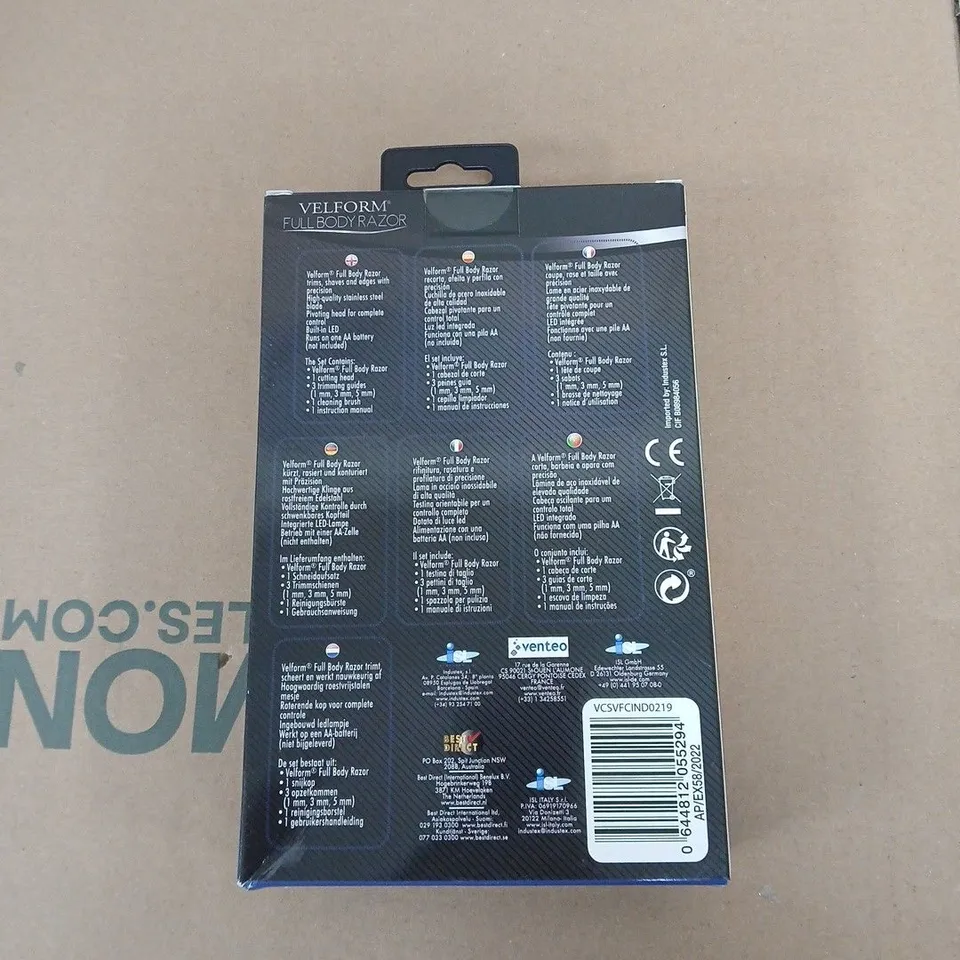 VELFORM FULL BODY RAZOR – FACE & BODY ALL-IN-1 WITH BUILT-IN LED LIGHT (BOXED)