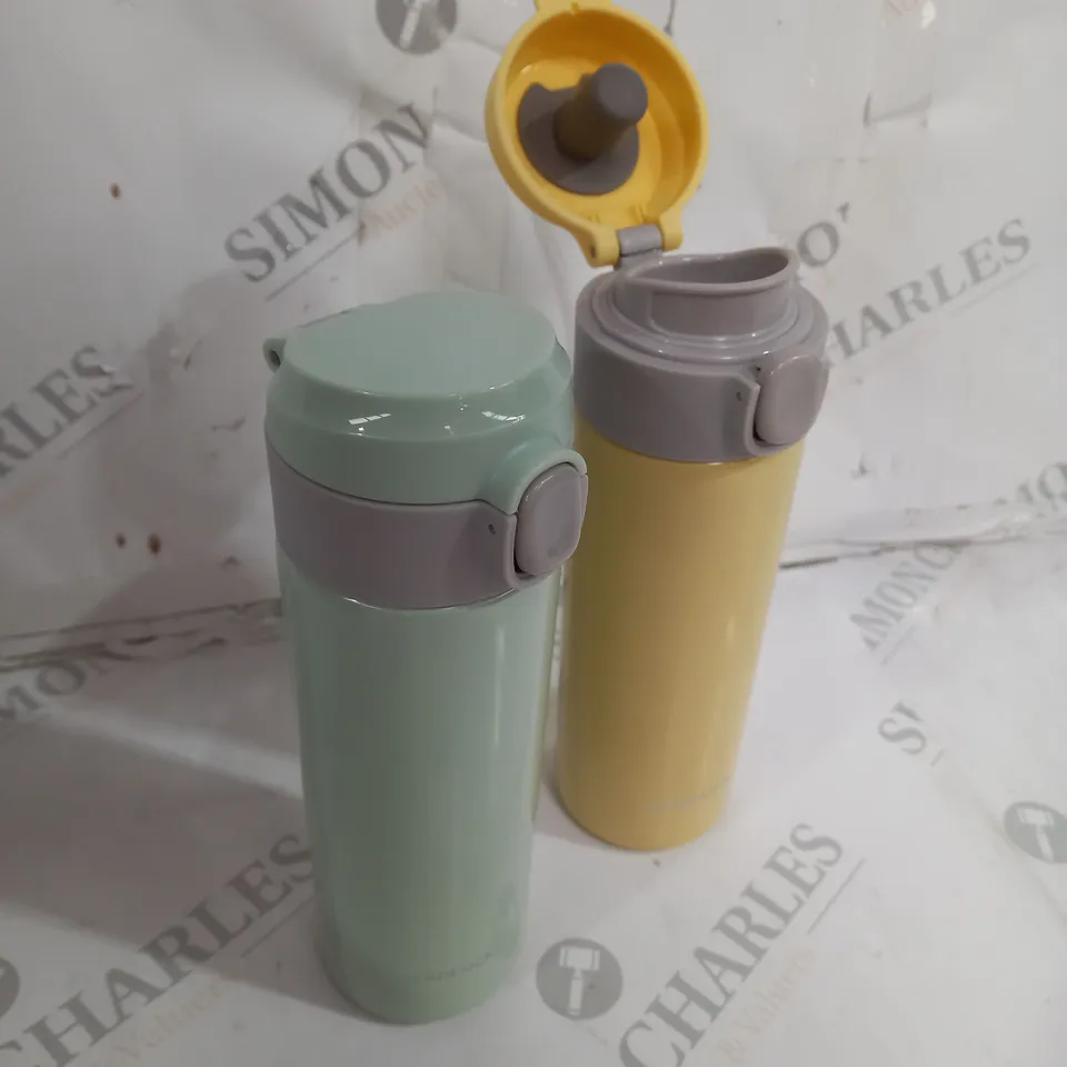 LOCK & LOCK SET OF 2 STAINLESS INSULATED DAILY POP PASTEL WATER BOTTLES