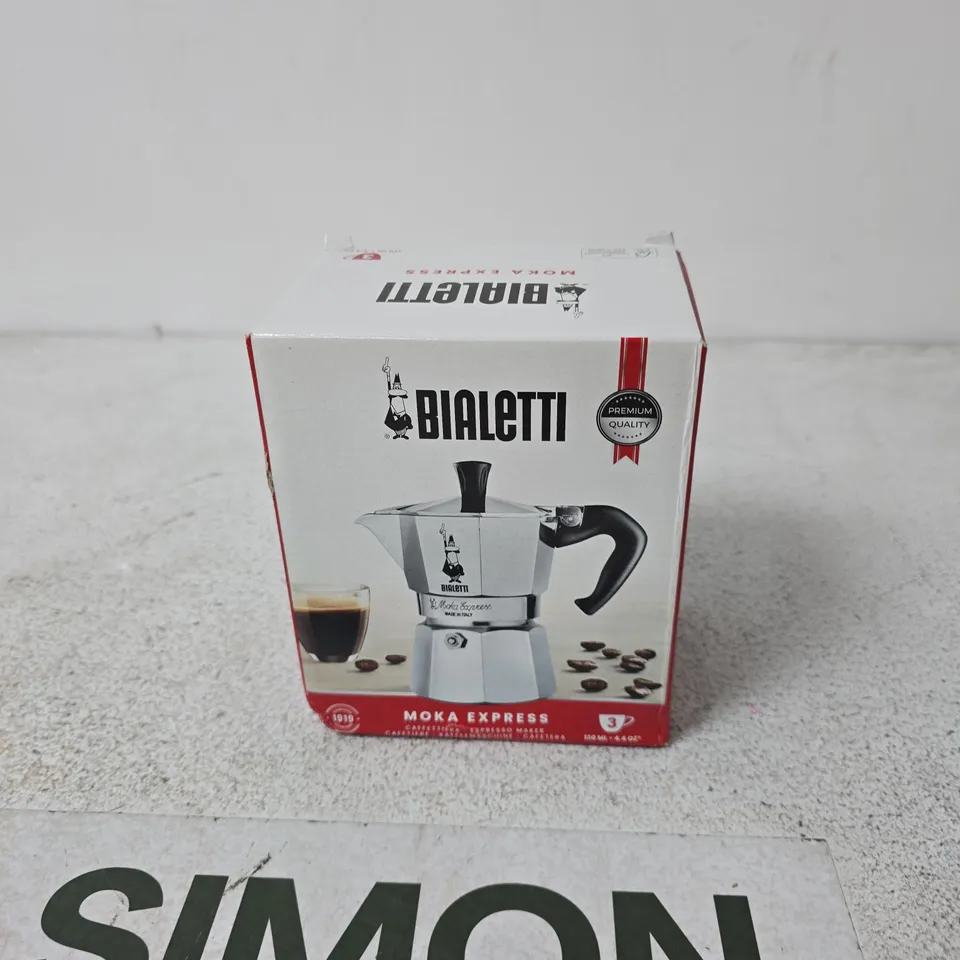 BIALETTI MOKA EXPRESS ALUMINIUM 3-CUP COFFEE MAKER – BOXED