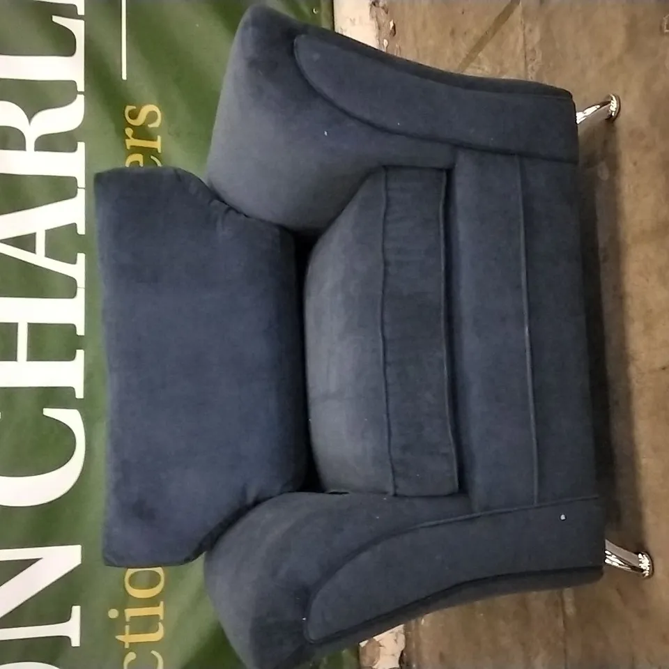 QUALITY DESIGNER NAVY BLUE FABRIC ARMCHAIR