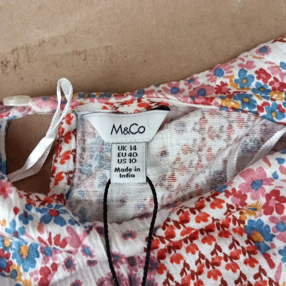 M&CO FLORAL PRINT WOMEN'S BLOUSE – UK 14
