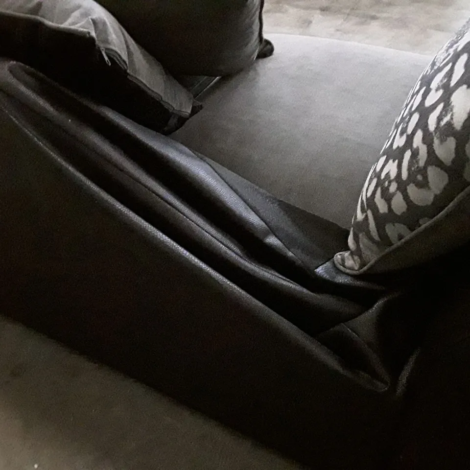 QUALITY DESIGNER 2 SEATER SOFA - GREY/BLACK FABRIC