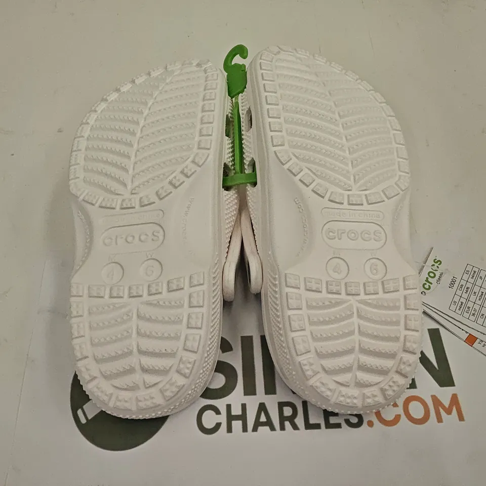 CROCS CLASSIC SANDALS – WHITE, ROOMY FIT - EURO 36-37