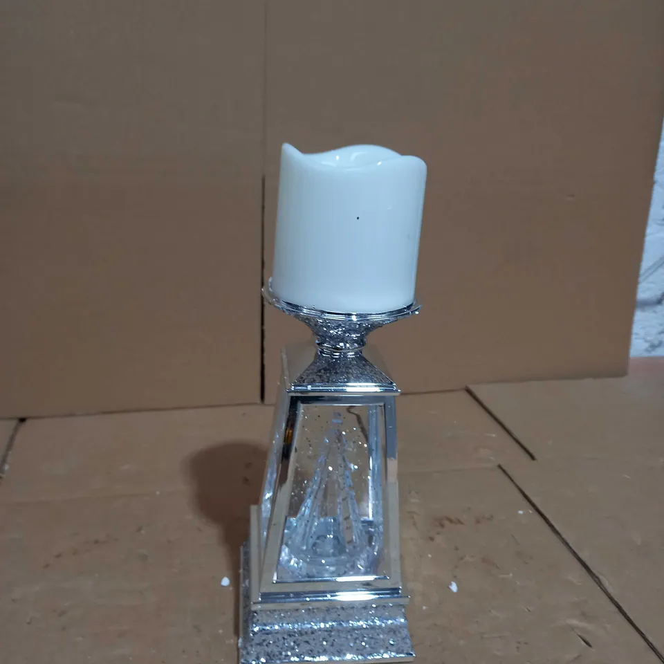 JULIEN MACDONALD FLAMELESS SWIRLING GLITTER CHRISTMAS TREE CANDLE HOLDER