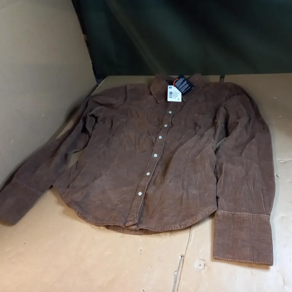 BROWN VINTAGE CORD WESTERN SHIRT UK SIZE M