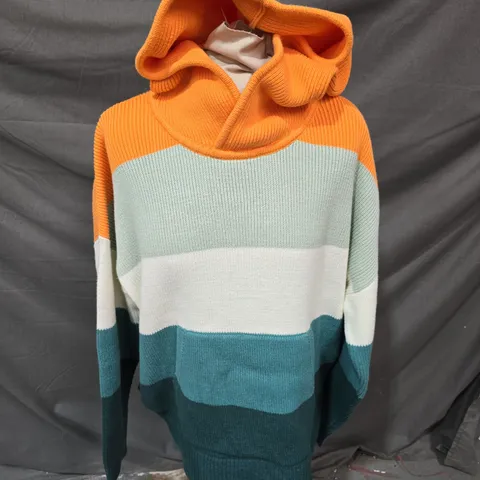 PASSENGER MONET'S OVERSIZED ORGANIC KNITTED HOODIE – MULTI STRIPE -  MEDIUM